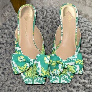 ANTONIO MELANI Green and Yellow Patterned Heels